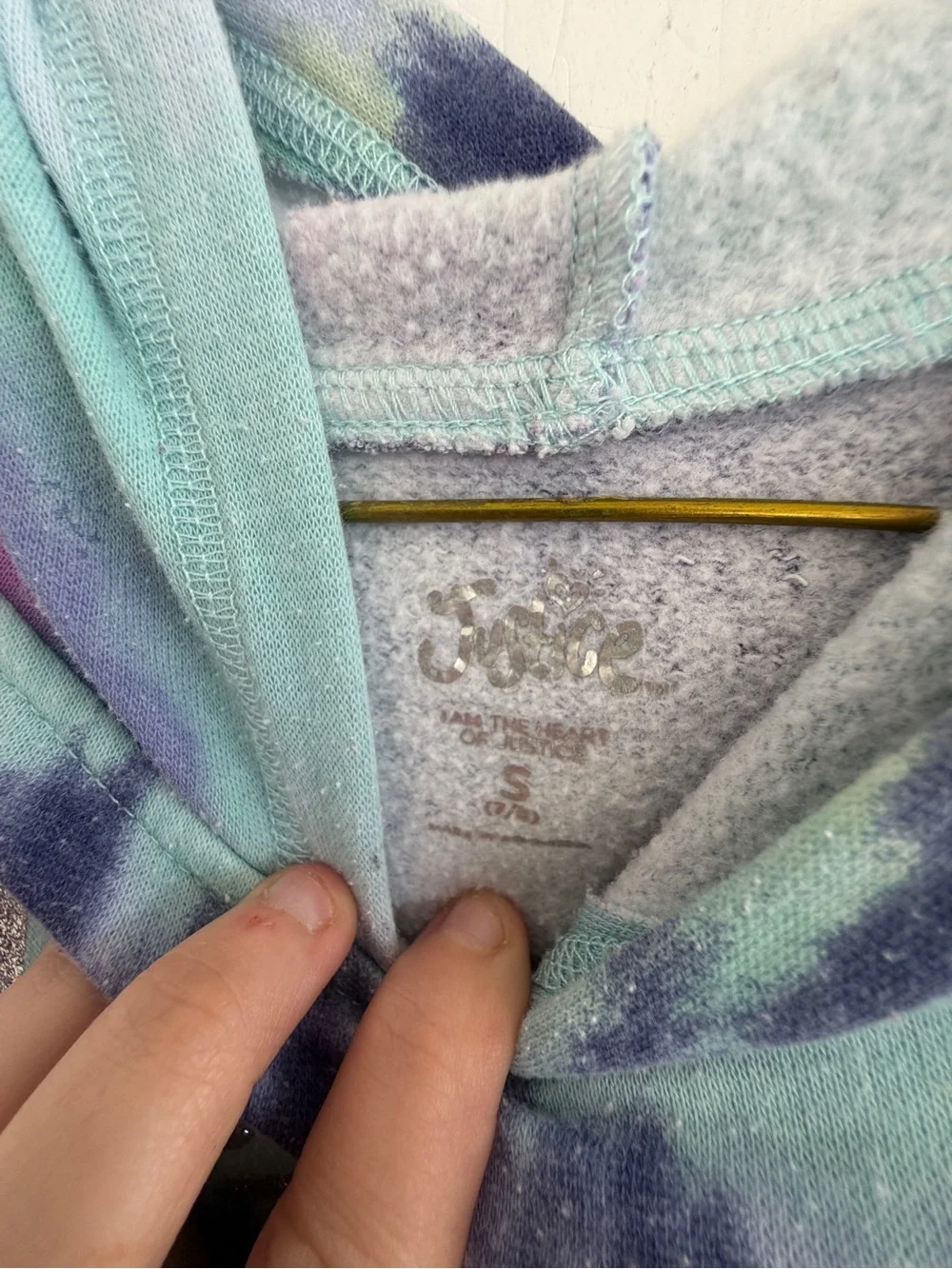 Justice Pastel Tie-Dye Cropped Hoodie with Glitter Logo
